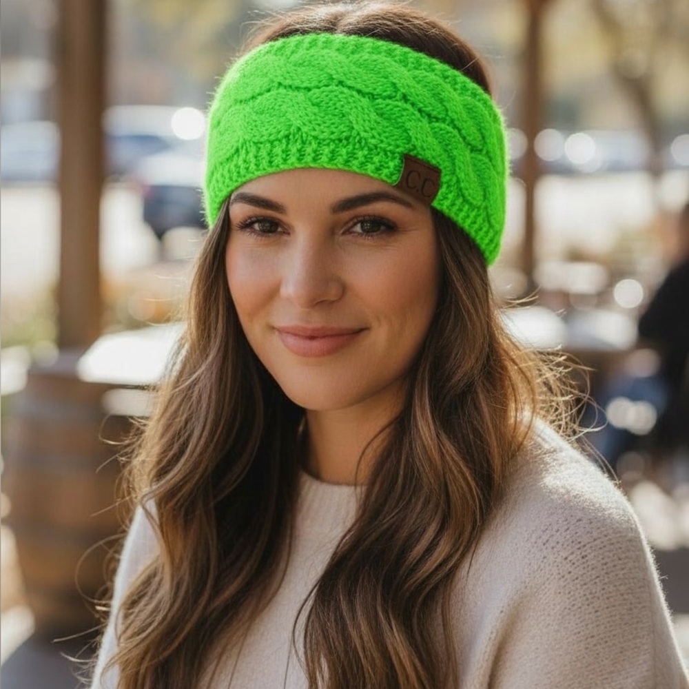 New Adult C.C neon lime Seahawks green tie dye ribbed head wrap